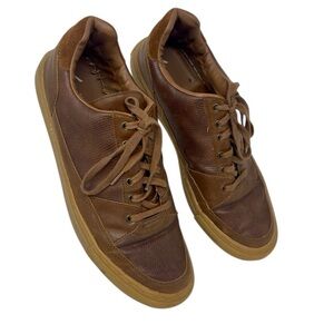 Next Brown Leather Trainers Business Casual Lace-Up Sneakers Sz 11.5